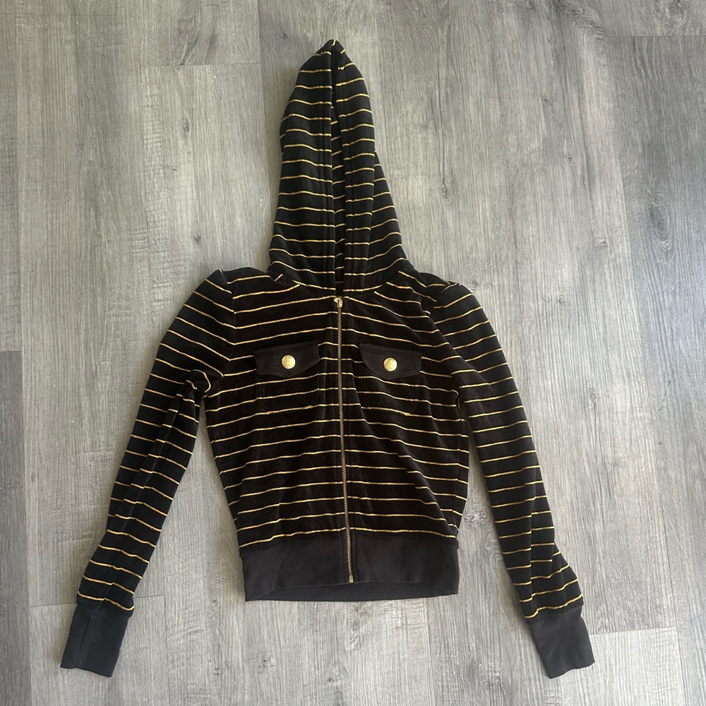 Juicy Couture Navy and Yellow Striped Jacket
